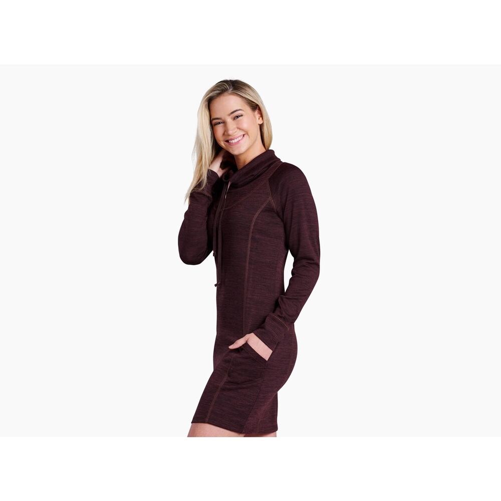 Kuhl Women’s LEA DRESS in Ganache Purple Cowl Neck Long Sleeve Size L